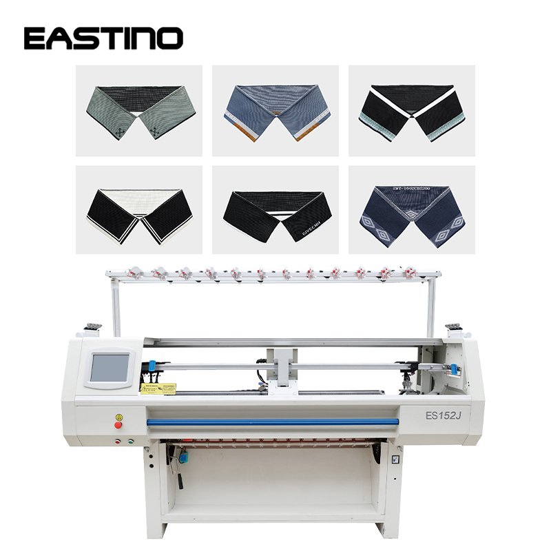 Fine gauge jacquard collar trims made with ES152J knitting machine