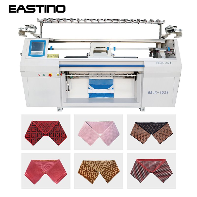 Custom jacquard knitted collars made by ESJX-352S 3-system machine