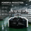 High speed single jersey open width circular knitting machine installed in a modern textile manufacturing facility.